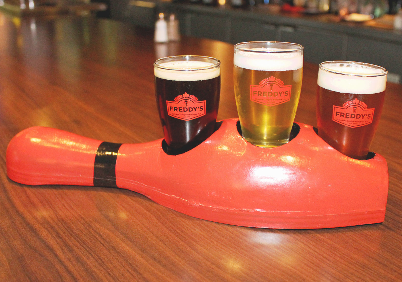 (Image courtesy of McCurdy Bowling Centre and Freddy's Brewpub) Bowl and try some of the tasty craft ales at Freddy's Brewpub in the McCurdy Bowling Centre, located just down the road from the Comfort Suites Kelowna hotel. 